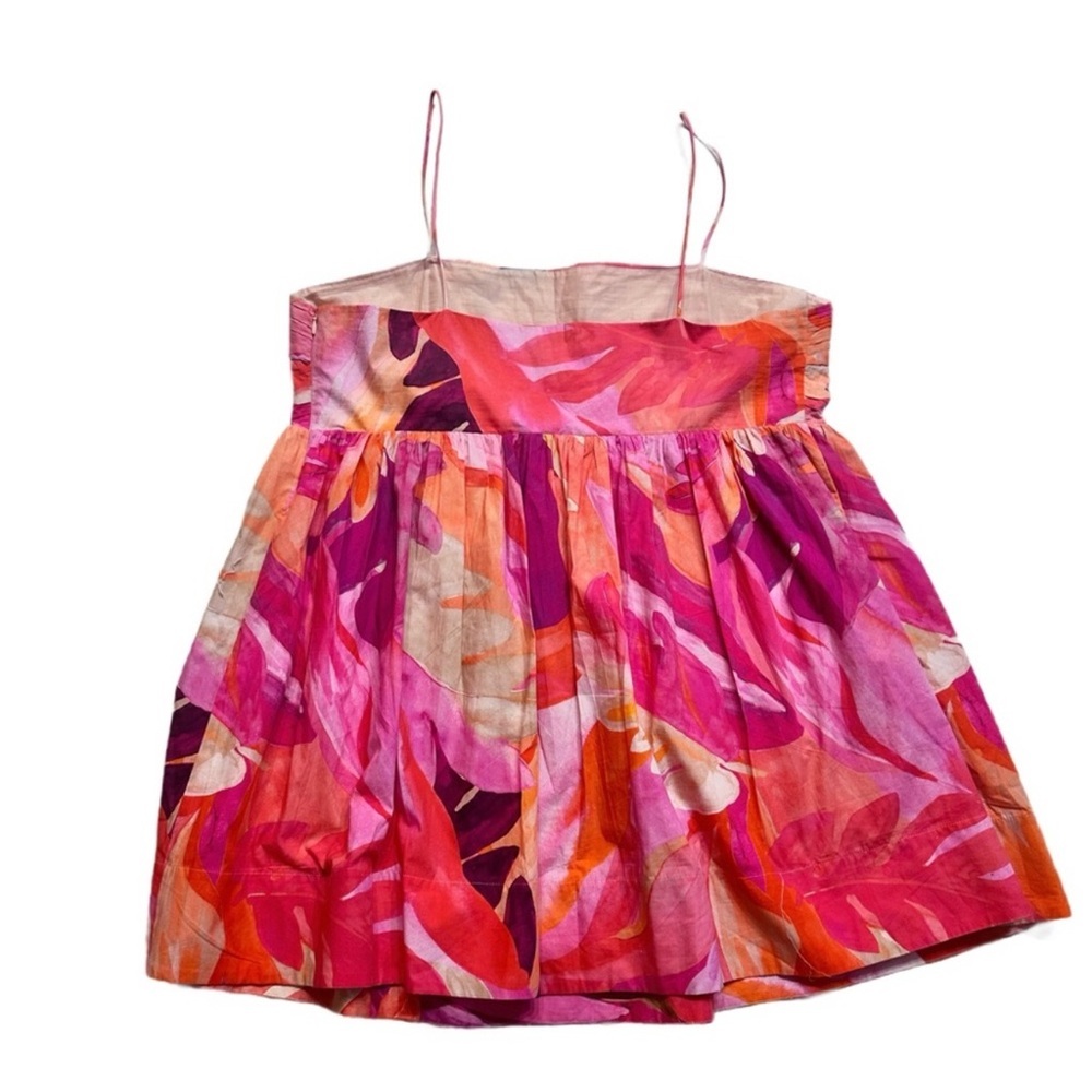 H&M Pink Orange Floral Pleated Spaghetti Strap Fit & Flare Dress size XXL - Picture 6 of 14